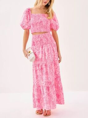 Lilly Pulitzer Aston Maxi Set Conch Shell Pink Pennys Playground XL NEW